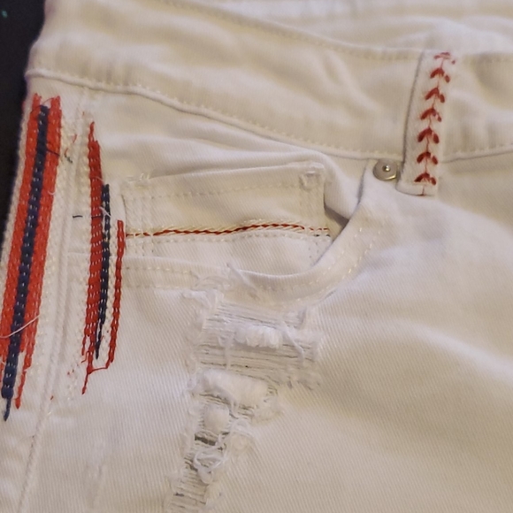 Rue 21, Size 16, White Hot shorts with red and blue stripes down the sides. - Picture 2 of 5